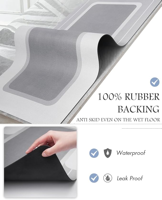 MontVoo-Bath Mat-Bathroom Mat Rug Non Slip Super Absorbent Stain Resistant Quick Dry Thin Bathroom Rug-Bath Mats for Bathroom Floor Bathtub Vanity-Bathmat Bath Rug Easy Care-24"x35" Gray