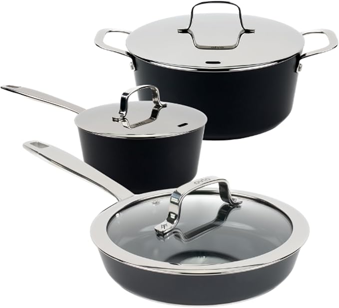 Alva Maestro 6-Piece Nonstick Ceramic Cookware Set – Toxin-Free, Scratch-Resistant, Induction Compatible – Even-Heat Aluminum Base – Oven & Dishwasher Safe – Healthy Nonstick for Everyday Cooking