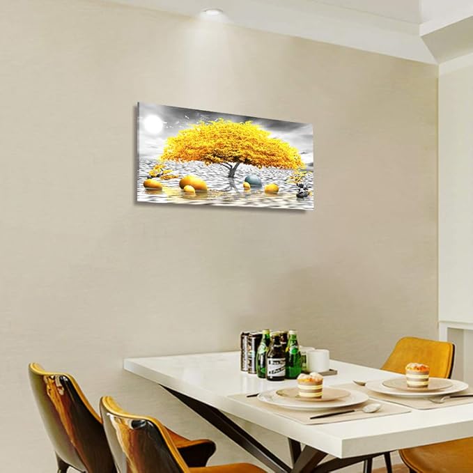 Wall decorations for living room Canvas Wall Art for bedroom Abstract wall decor Black and white Canvas Art Yellow tree paintings bathroom Home Decoration Hang Pictures Office large Wall Artworks