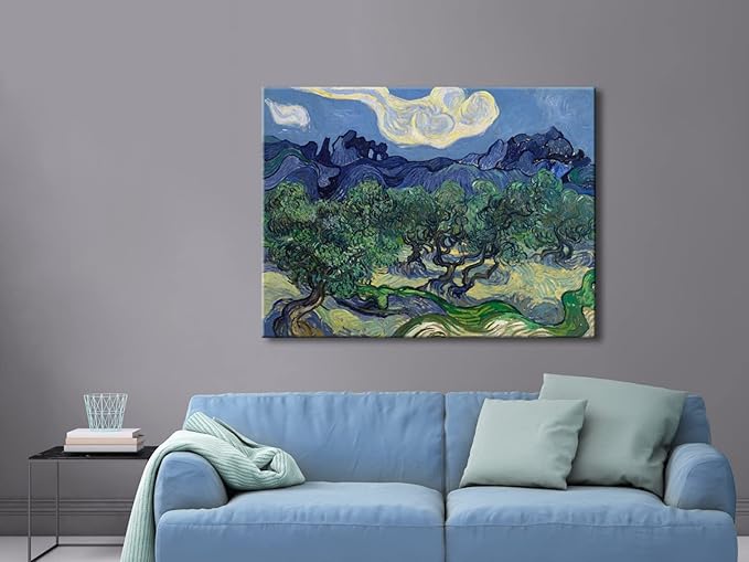 Wieco Art Olive Trees by Van Gogh Classic Abstract Oil Paintings Large Canvas Prints Wall Art Reproduction Artwork Wrapped Landscape Pictures for Living Room Bedroom Home Office Decor