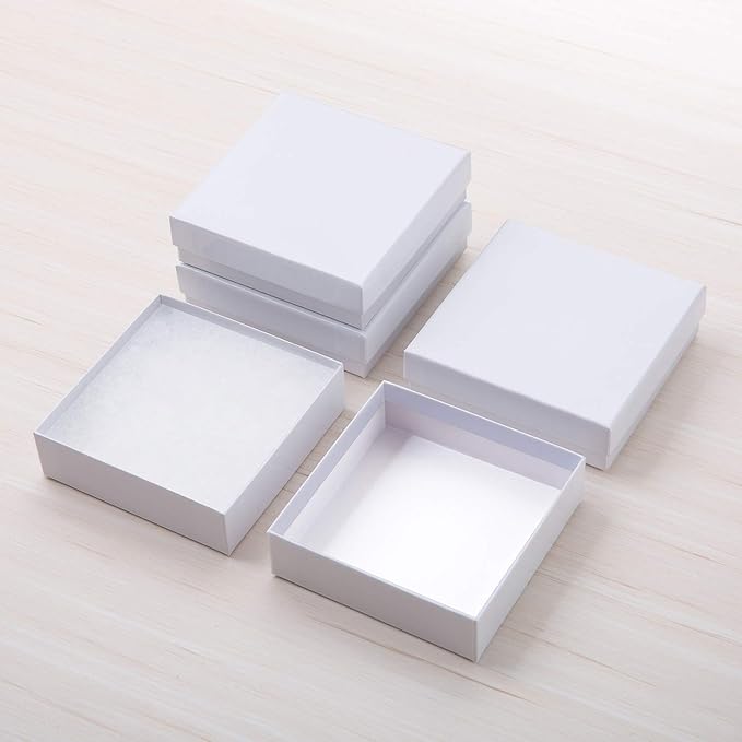 GEFTOL Jewelry Gift Boxes 96 Pack 3.5x3.5x1 Inch Cardboard Jewelry Boxes,Small Gift Boxes for Jewelry Earrings Necklaces Handmade Bangles Bracelets(White)