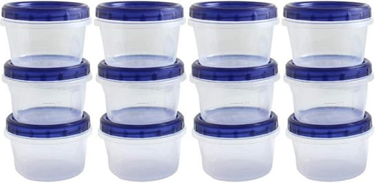 HomeyGear Twist Top Food Deli Containers Screw And Seal Lid 16 Oz Stackable Reusable Plastic Storage Container 12 Pack.