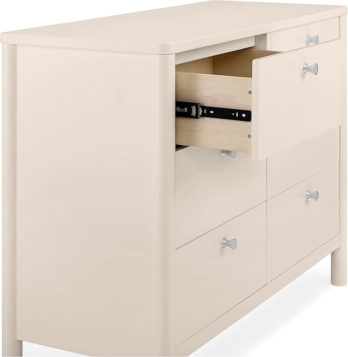 Delta Children Nest Crib and Dresser Nursery Furniture – 4-in-1 Convertible Crib | Brooks 6 Drawer Dresser | Soft Beige