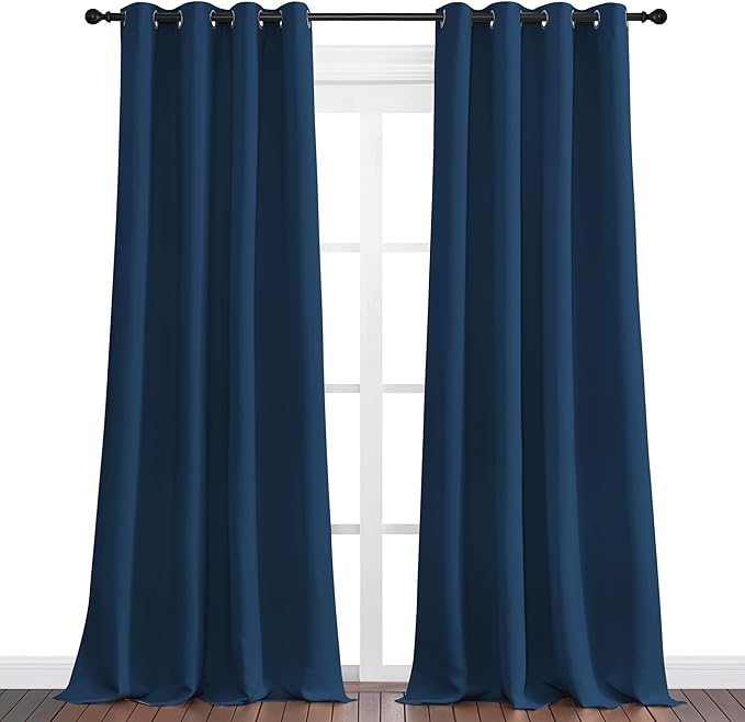 NICETOWN Moroccan Blue Blackout Curtains 102" Long for Office, 55" Wide, 2 Pieces, Dining Room, Guest Room, Sound Reducing Heat and Cold Block Curtain Panels for Modern Room Decorative