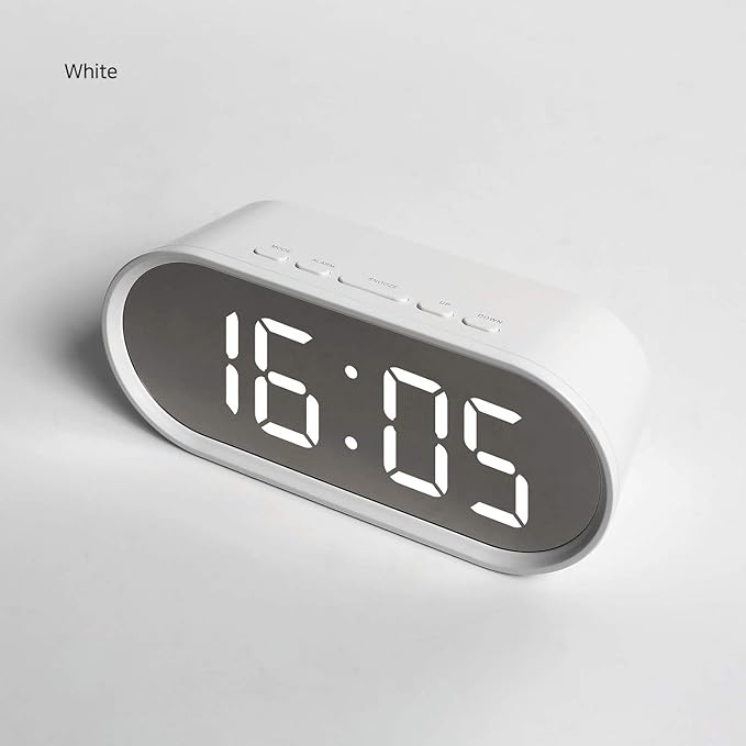 mooas Pop Mirror Digital Alarm Clock, LED Desk Pink Clock with Nightlight, Snooze, Temperature, Battery Operated Small Size Cute Mini Clock for Kids Girls Bedroom Livingroom Office (Pink)