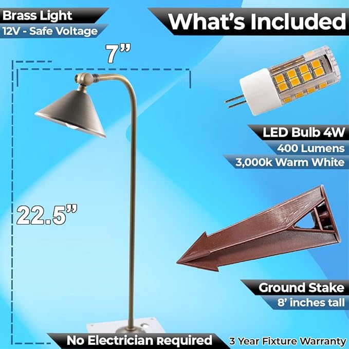 LED Pathway 127 Landscape Light 12V Brass Low Voltage 4W G4 LED Light Bulb Warm White Included Outdoor Mushroom Security Garden Patio Area Light Beautiful Bright Long Lasting (2 Pack)