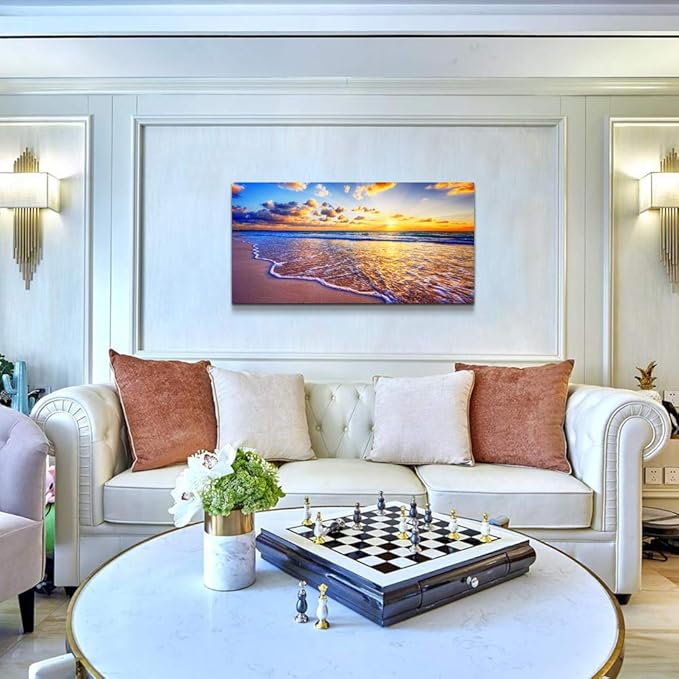 Wall Art for living room Canvas Print Artwork Wall Art Decor Blue ocean waves sun seaview Poster painting bedroom wall decorations Seascape Canvas Prints Picture Office Works Home bathroom wall decor