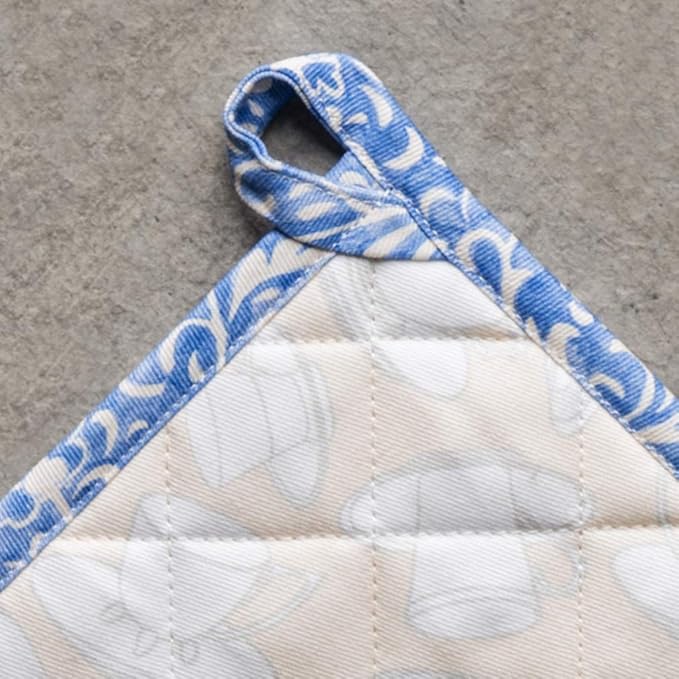 Maison d' Hermine Pot Holders 100% Cotton Heat Resistant Potholders 8" x 8" Hot Pads with Loop BBQ, Cooking, Baking, Grilling, Kitchen, Handling Hot Pans Spring/Summer (Pack of 1, Canton)
