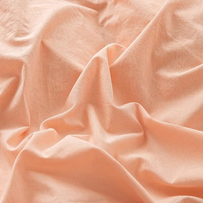 FACE TWO FACE Bedding Duvet Cover Set 3 Pieces 100% Washed Cotton Duvet Cover Linen Like Textured Breathable Durable Soft Comfy (California King, Pink)