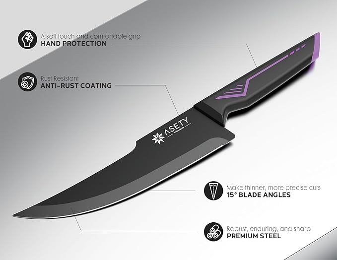 Knife Set - 15 PCS Kitchen Knife Set with Built-in Knife Sharpener Block - Stainless Steel Knife Block Set - Dishwasher Safe, Elegant Box for Men Women