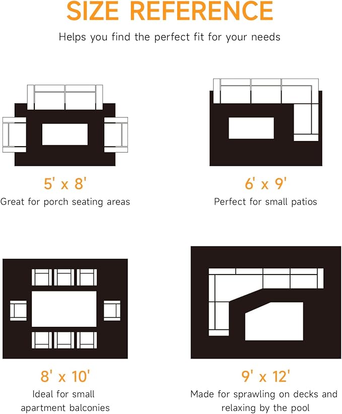 Outdoor Rug Waterproof 9x12 ft, Reversible Outdoor Plastic Straw Rug Patio Rug, RV Rugs for Outside, Outdoor Carpet for Patio Camping Deck Balcony Backyard, Blue & White