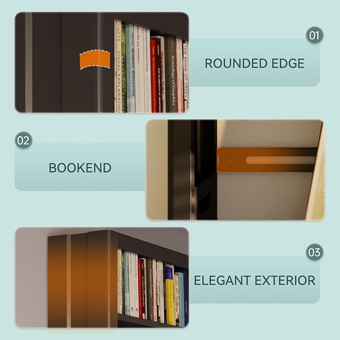 71" Metal Book Shelf, 5 Tier Bookshelf with Adjustable Shelves, Bookshleves and Bookcases, Heavy Duty Library Book Case, Expandable Combination Bookshelf (Black, 72.8" W)