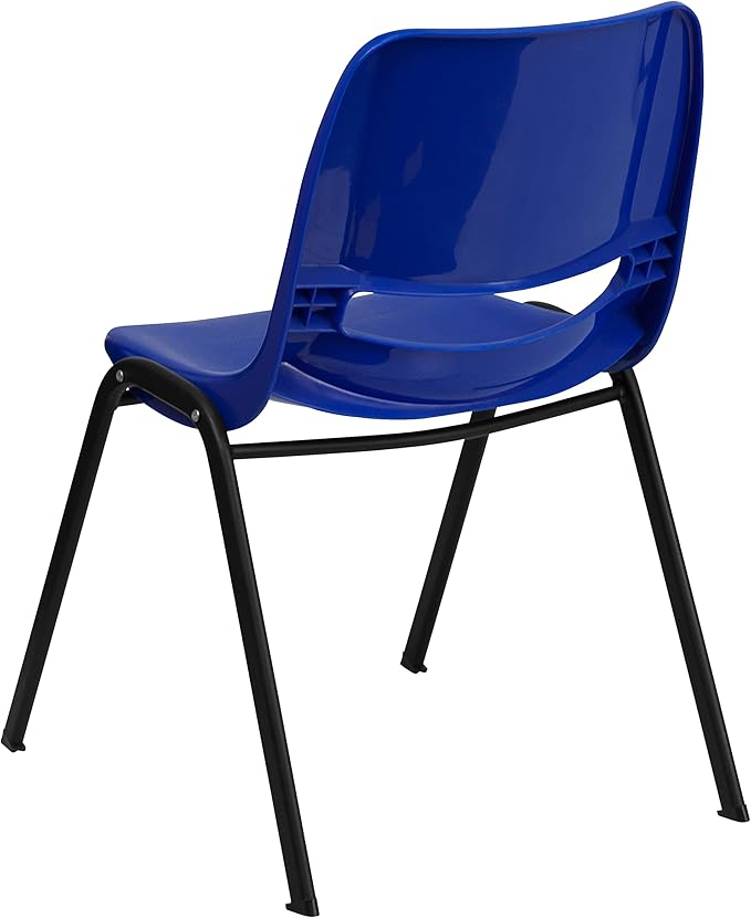 EMMA + OLIVER Blue Ergonomic Shell Student Stack Chair - Classroom Chair / Office Guest Chair