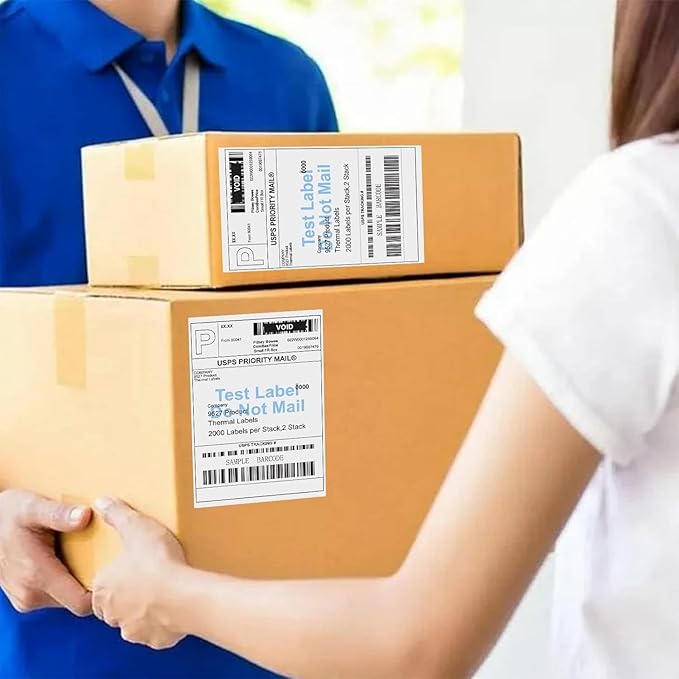 9527 Product 4 x 6 Thermal Labels - Pack of 100 Fanfold Labels for Direct Thermal Printer, White Perforated Shipping Label,100 Label per Stack,1 Stack