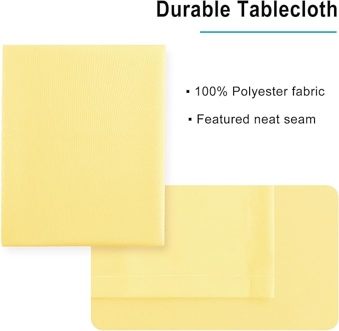 Hiasan Light Yellow Tablecloth for Rectangle Tables - Waterproof and Spillproof Washable Fabric Table Cloth for Dining Room Kitchen Party, 60 x 102 Inch