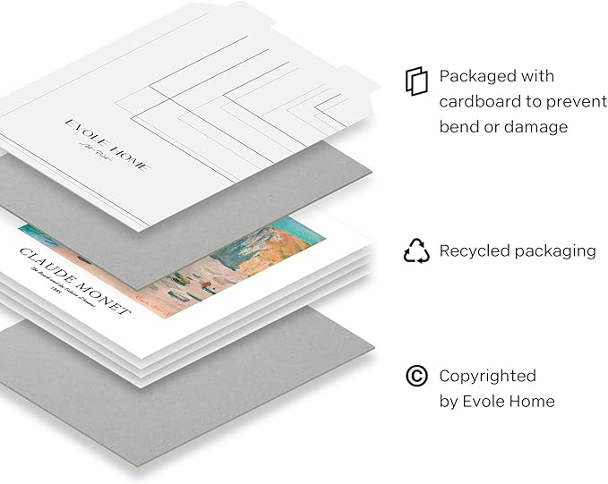 EVOLE HOME Claude Monet Art Prints, Set of 4 Wall Art, Unframed 8x10 Prints, Giclée Prints, Impressionism Art Poster for Home Decor, Office Wall Decor, Gift for Men, Women