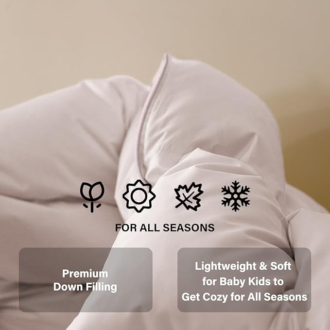 zzlamb Toddler Comforter Baby Down Blanket, Lightweight & Breathable Small Crib Quilt All Season Duvet Insert, Soft Noiseless Shell Down Proof Machine Washable, Cherry Pink 45x60in