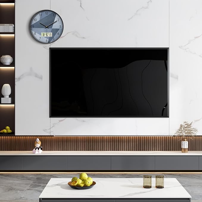 SCAOGE Industrial Wall Clock with Day Week Temperature Grayish Blue Non-Ticking Digital Clocks Large Display Battery Operated Wall Mount Analog Clock with Date for Living Room Bedroom Decor 14 Inch