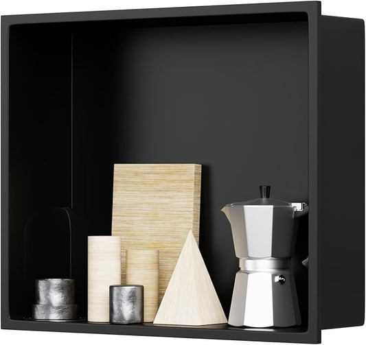 12" X 14" Stainless Steel Shower Niche Insert Tile Ready, Niche for Shower Wall, Recessed Shelf No Tile Needed for Bathroom Storage, Matte Black