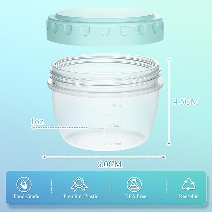 Salad Dressing Containers to Go, Condiment Jars with Leakproof Lids, BPA Free Reusable Food Storage for Lunch Box, Meal Prep & Travel, Dishwasher & Freezer Safe 2.7oz 6 Pack (Gradient Color)