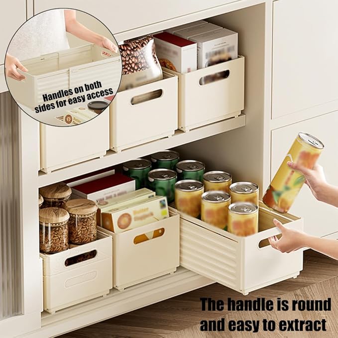 Foldable Storage Bins, 2 Pack Plastic Expandable Boxes for Organizing, Adjustable from 11-18.8" Drawer Organizers Separators Dividers for Bedroom Kitchen Utensils Tools Closet, Large