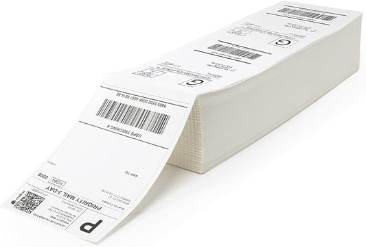 Buhbo 4" x 6" Direct Thermal Labels - Perforated BPA Free - Compatible with Zebra & Rollo Printer - Commercial Grade Shipping (1000 Fanfold Labels)