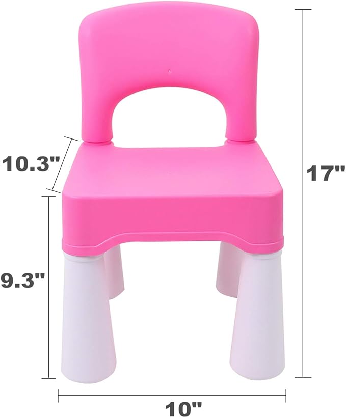 burgkidz Plastic Kids Chair, Durable and Lightweight, 9.3" Height Seat, Indoor or Outdoor Use for Toddlers Boys Girls Aged 2+ (Pink)