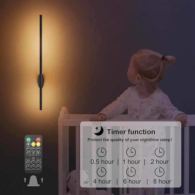 2 Pack Battery Powered Wall Sconces 6000mAh Rechargeable Dimmable LED Wall Lights for Living Room, Hallway, Bedroom, 23.6in Living Room Dressers, 23.62 in