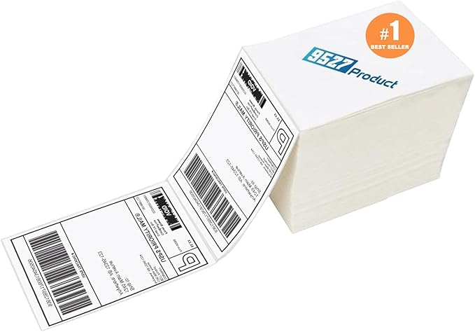 9527 Product 4 x 6 Thermal Labels - Pack of 100 Fanfold Labels for Direct Thermal Printer, White Perforated Shipping Label,100 Label per Stack,1 Stack