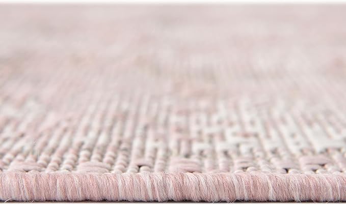 Unique Loom Outdoor Traditional Collection Area Rug - Valeria (4' 1" x 6' 1" Rectangle, Pink/ Ivory)