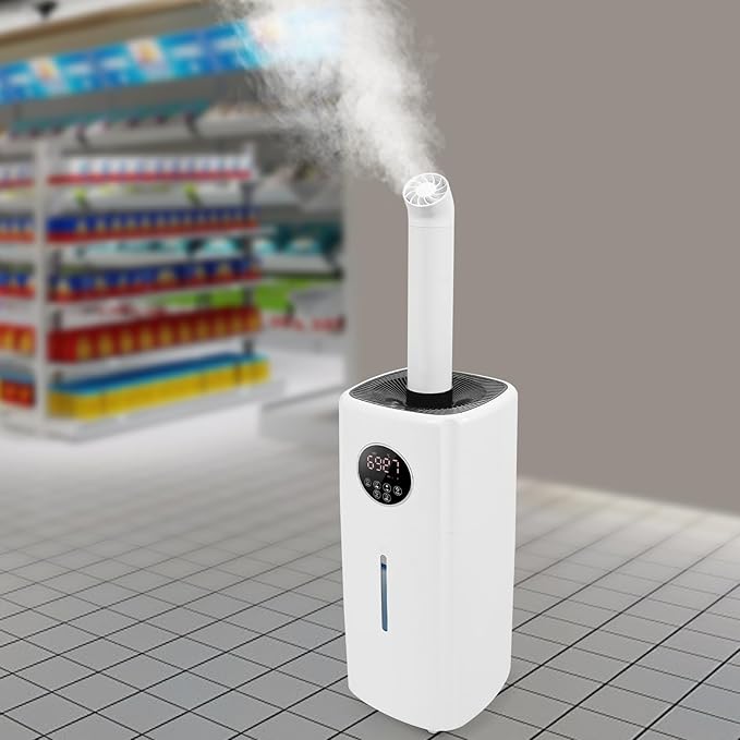 5.5Gal/21L Large Humidifiers, Quiet Whole House Humidifier for 3000 sq.ft, Cool Mist Top Fill Humidifier with 3 Mist Levels, Extension Tube, 2000ML/H Dual 360° Nozzles, Wheels & Remote Control