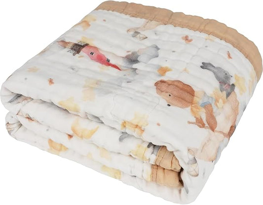 Organic Cotton Muslin Baby Blanket for Boys and Girls - Luxurious Soft Toddler Quilt for Swaddling - Gender Neutral Blankets Makes a Great Dream Big