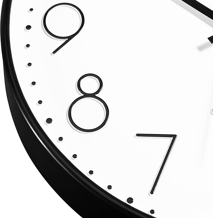 Foxtop Black Wall Clock 12 Inch Silent Non Ticking Quartz Battery Operated Round Clock Easy to Read for Office Classroom School Home Living Room Bedroom Kitchen Decor