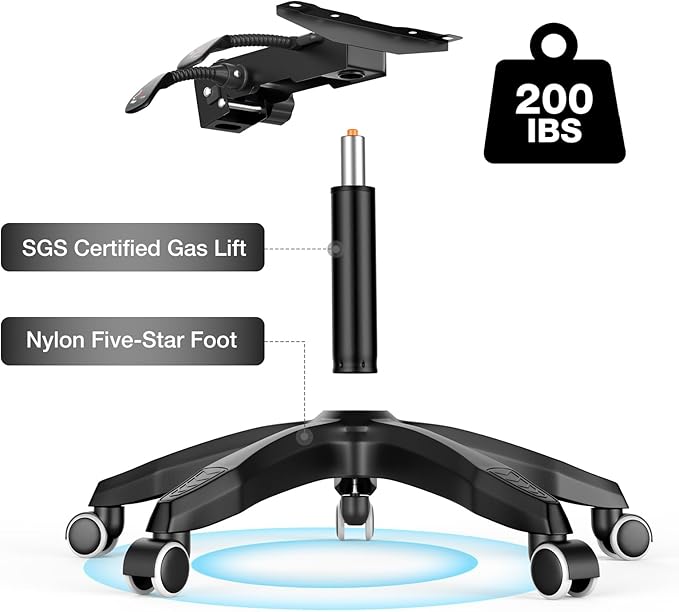 HOFFREE Massage Gaming Chair for Kids Computer Gamer Chair with Footrest and Lumbar Support Reclining PC Game Chair with Headrest for Gaming Room Blue and Black