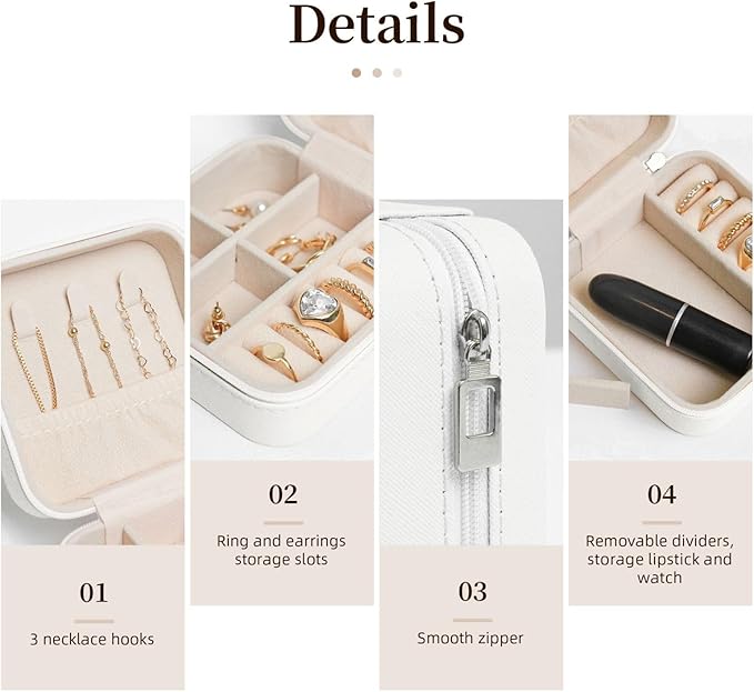 Personalized Jewelry Box Gifts for Women - Custom Jewelry Organizer with Image Text Logo - Customized Travel Leather Jewelry Case for Mom Wife Wedding Girls