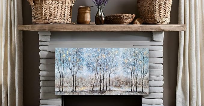 NdcSkyArt Forest Canvas Wall Art - Hand Painted Textured Abstract Tree Paintings with Gold Foil for Modern Décor