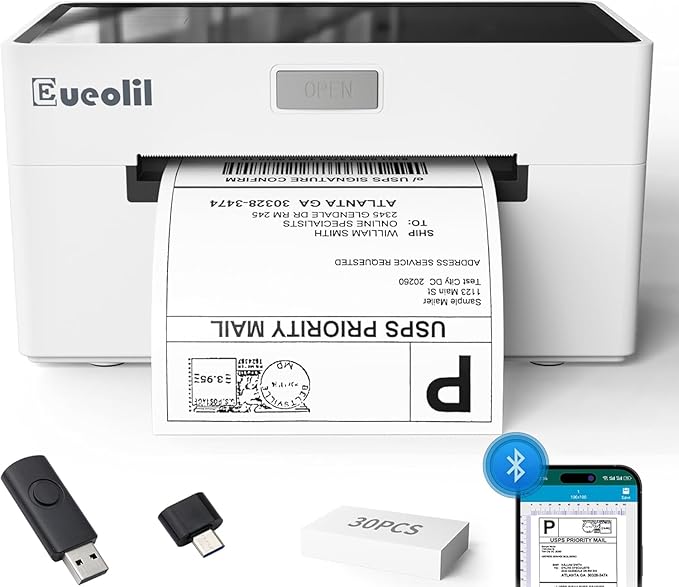 Thermal Label Printer, Compatible with Android、iPhone、Windows＆Mac,Maximum Support 4×6 Thermal Label Paper,Widely Used for Home＆Small Businesses and Shipping Label