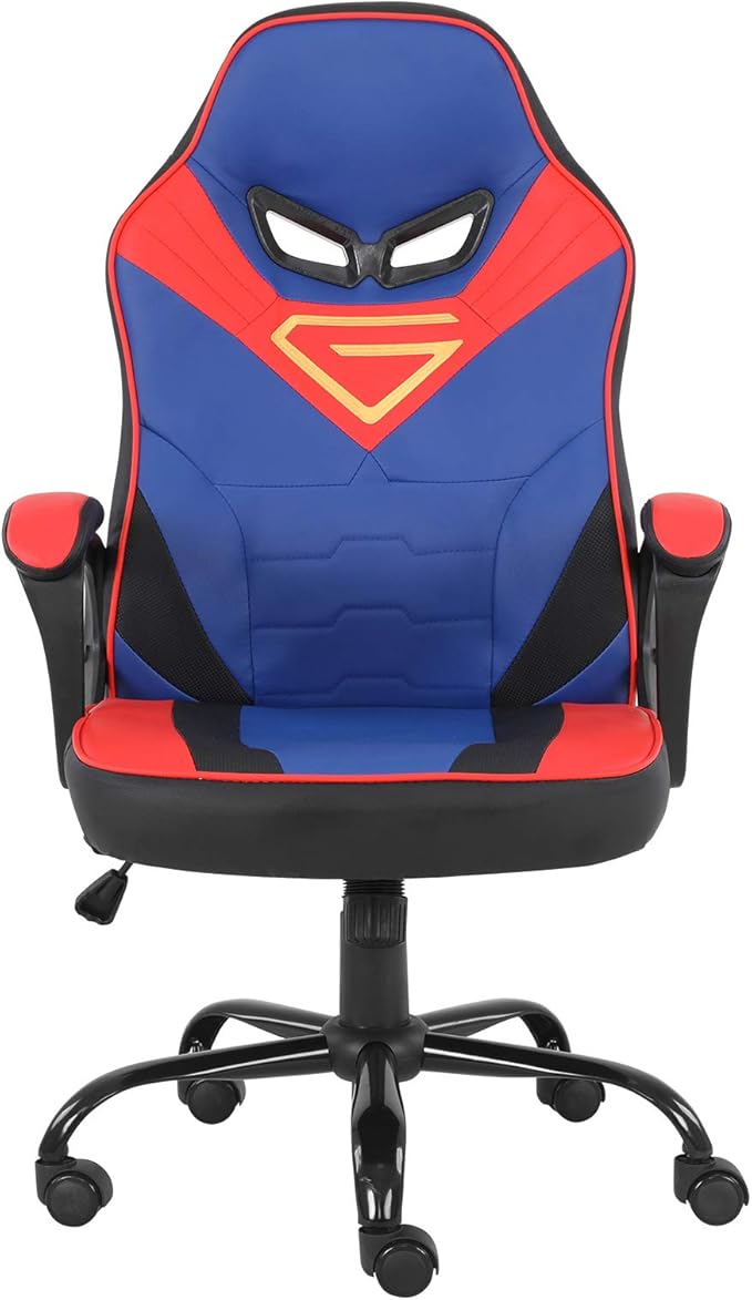 Modern-Depo Gaming Chair for Teenagers Juniors, Swivel Ergonomic Desk Chair, Height Adjustable Student Racer Chair, Blue Red