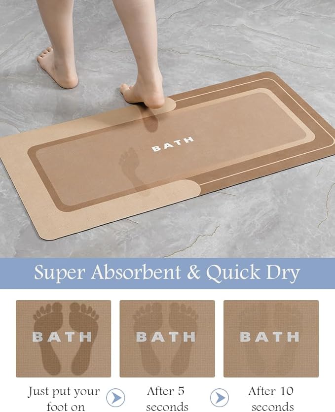 Bath Mat-Bathroom Mat Rug Non Slip Super Absorbent Stain Resistant Quick Dry Thin Bathroom Rug-Bath Mats for Bathroom Floor Bathtub Vanity-Bathmat Bath Rug Easy Care-24"x35" Brown