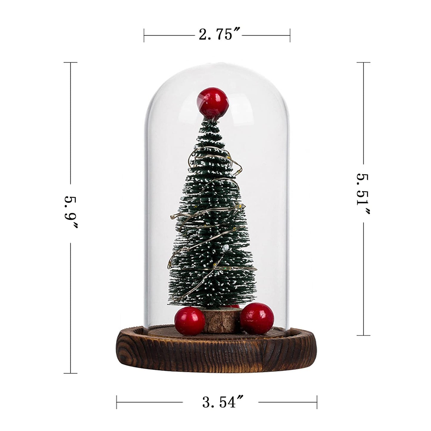 Linsiter LED Christmas Tree in Glass Dome, Mini Christmas Tree Creative Table Decoration Unique Gift for Home Indoor Tabletop Xmas Decor, Birthday Christmas Xmas Gifts Present