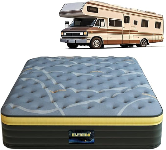 Elfreda RV King Mattress, 12 inch Pillow Top Pocket Spring Hybrid RV Mattress, Memory Foam Innersprings Medium Firm，Supportive Pressure Relief 80''x72 Camper in a Bag