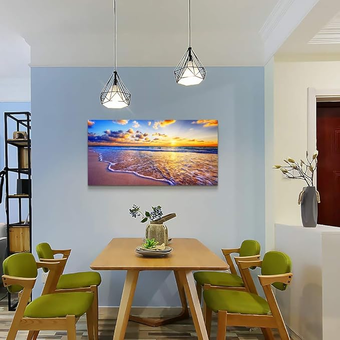 Wall Art for living room Canvas Print Artwork Wall Art Decor Blue ocean waves sun seaview Poster painting bedroom wall decorations Seascape Canvas Prints Picture Office Works Home bathroom wall decor