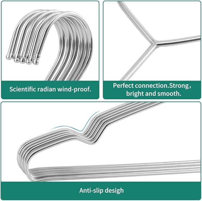 Metal Hangers Clothing Heavy Duty for Closet 40 Pack Stainless Steel Hanger 16.5in by WYCQKL