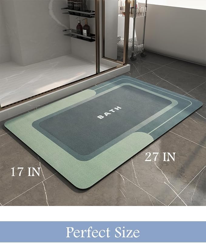 MontVoo-Bath Mat-Bathroom Mat Rug Non Slip Super Absorbent Stain Resistant Quick Dry Thin Bathroom Rug-Bath Mats for Bathroom Floor Bathtub Vanity-Bathmat Bath Rug Easy Care 17"x27" Green