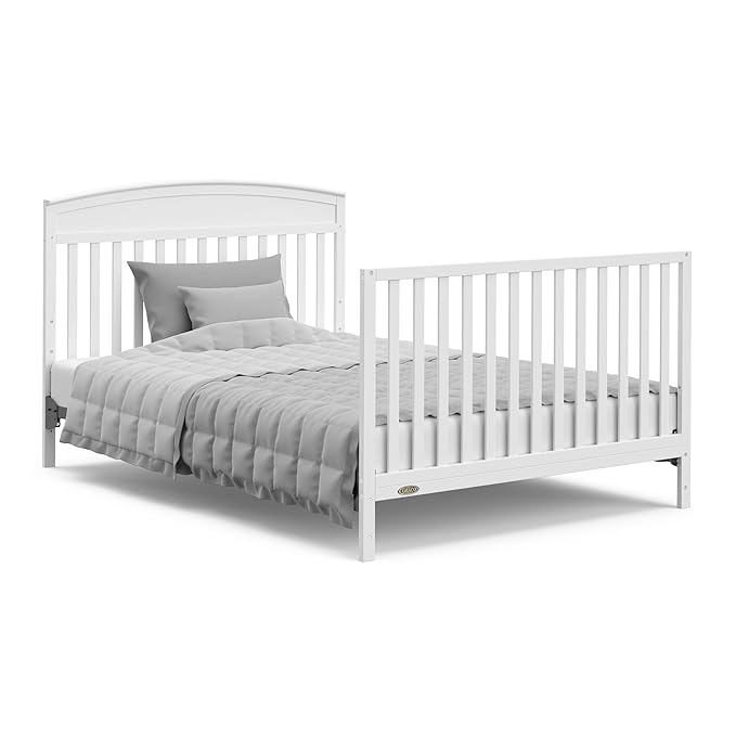 Graco Benton 5-in-1 Convertible Crib with Drawer (White) - Converts from Baby Crib to Toddler Bed, Daybed and Full-Size Bed, Fits Standard Full-Size Crib Mattress, Adjustable Mattress Support Base