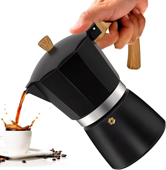 12 Cup Aluminum Moka Pot Classic Stovetop Espresso Coffee Maker 600ml 20oz Coffeemaker Percolator Mocha Pot Greca Coffee Maker Cafe Makers for Italian and Cuban Café Brewing Black