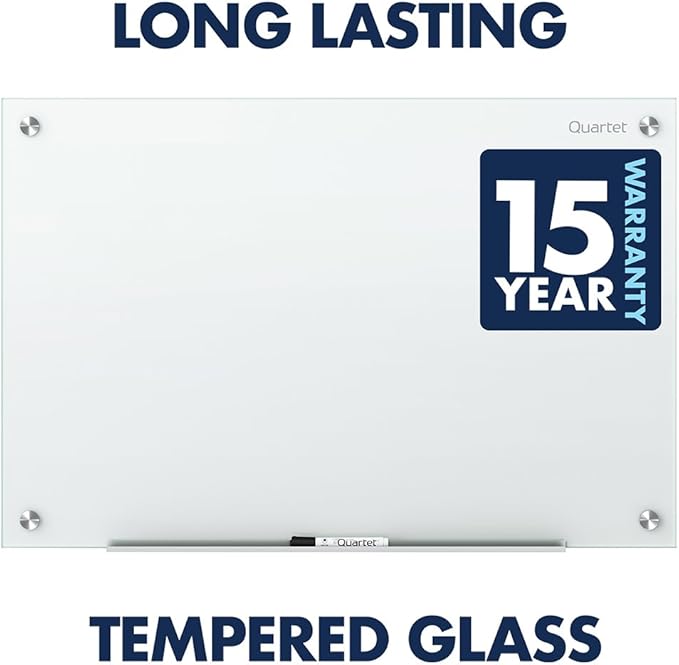 Quartet Non-Magnetic Glass Dry Erase White Board, 72"W x 48"H Whiteboard, Infinity Frameless Mounting, White Surface (G7248NMW)