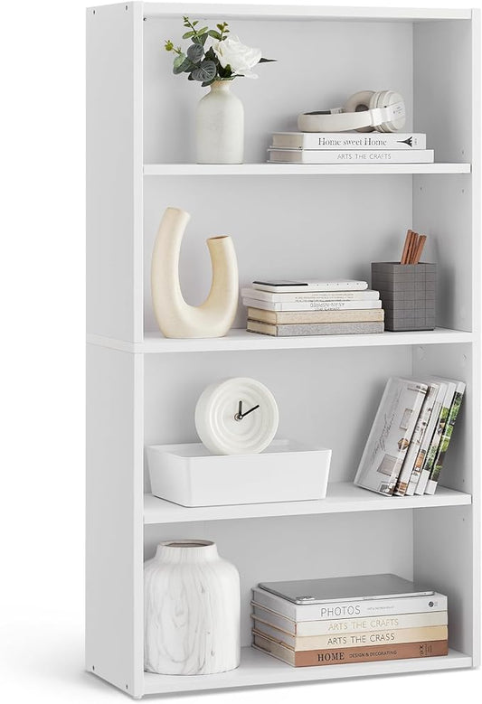 VASAGLE CUSTOS Collection - Bookshelf, 4-Tier Bookcase, Book Shelf, Open Storage Shelf, 9.4 x 23.6 x 42.4 Inches, for Living Room, Home Office, Dinning Room, Cloud White ULBC164T14