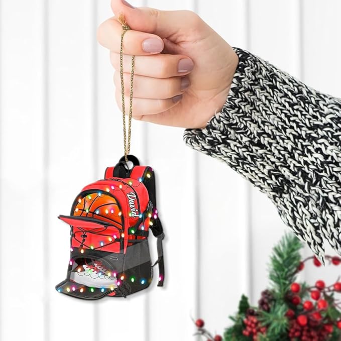 Famitrendz Custom Basketball Christmas Ornaments 2025, Custom Name Basketball Acrylic Christmas Tree Decorations, 2D Flat Baller Ornaments for Tree 03