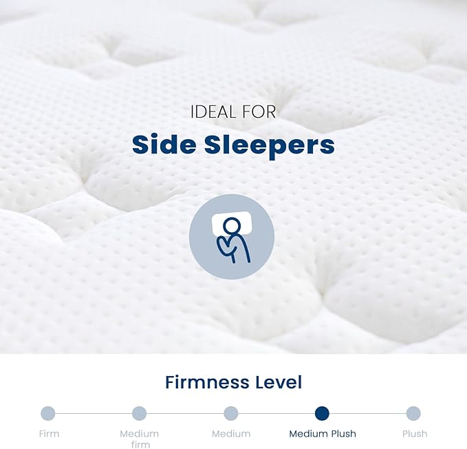Coolvie Twin XL Mattress 14 Inch, Gel Memory Foam Bed in a Box, Adaptive Support Breathable Hybrid Mattresses with CertiPUR-US Certified, Double Coesoling Individually Coil & Medium Plush Support